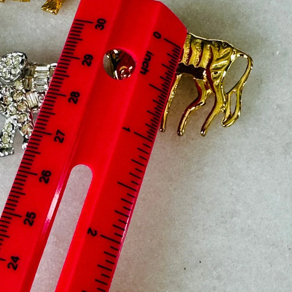 Vintage Style Safari Animal Brooch Pin Set Gold Silver Tone 3pc Rhinestone